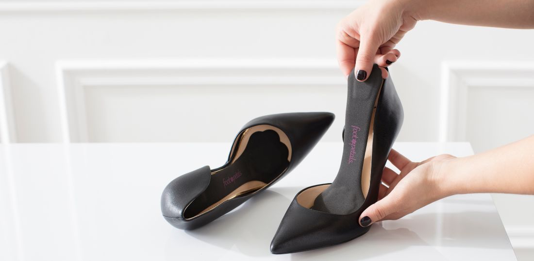 Black stiletto heels with a 3/4 Foot Petals insole