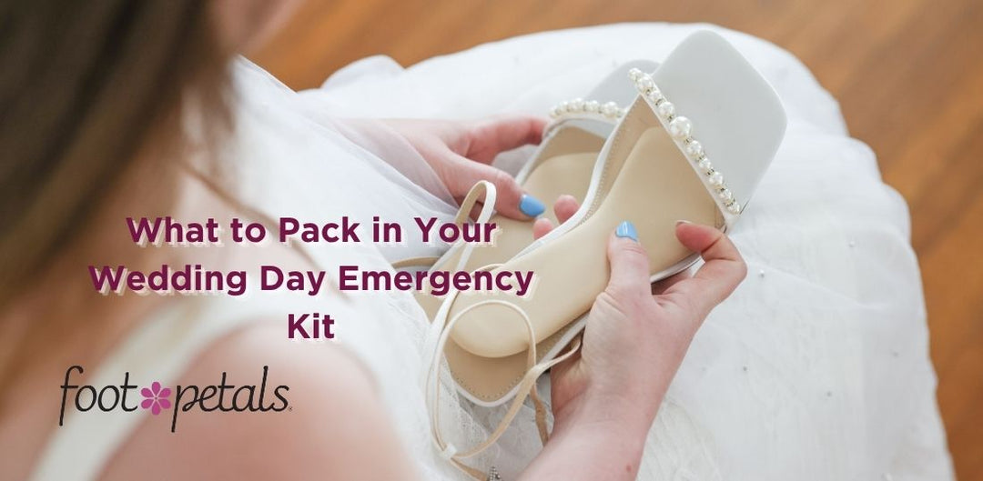 Bride holding her shoes with insoles
