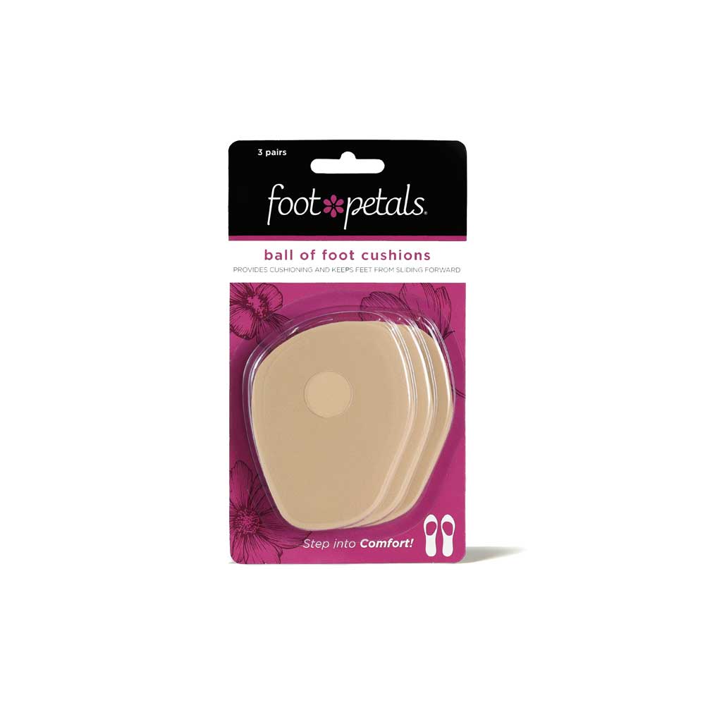 Foot Petals ball of foot cushions in pink packaging, khaki ball of foot cushions #color_khaki-3-pairs