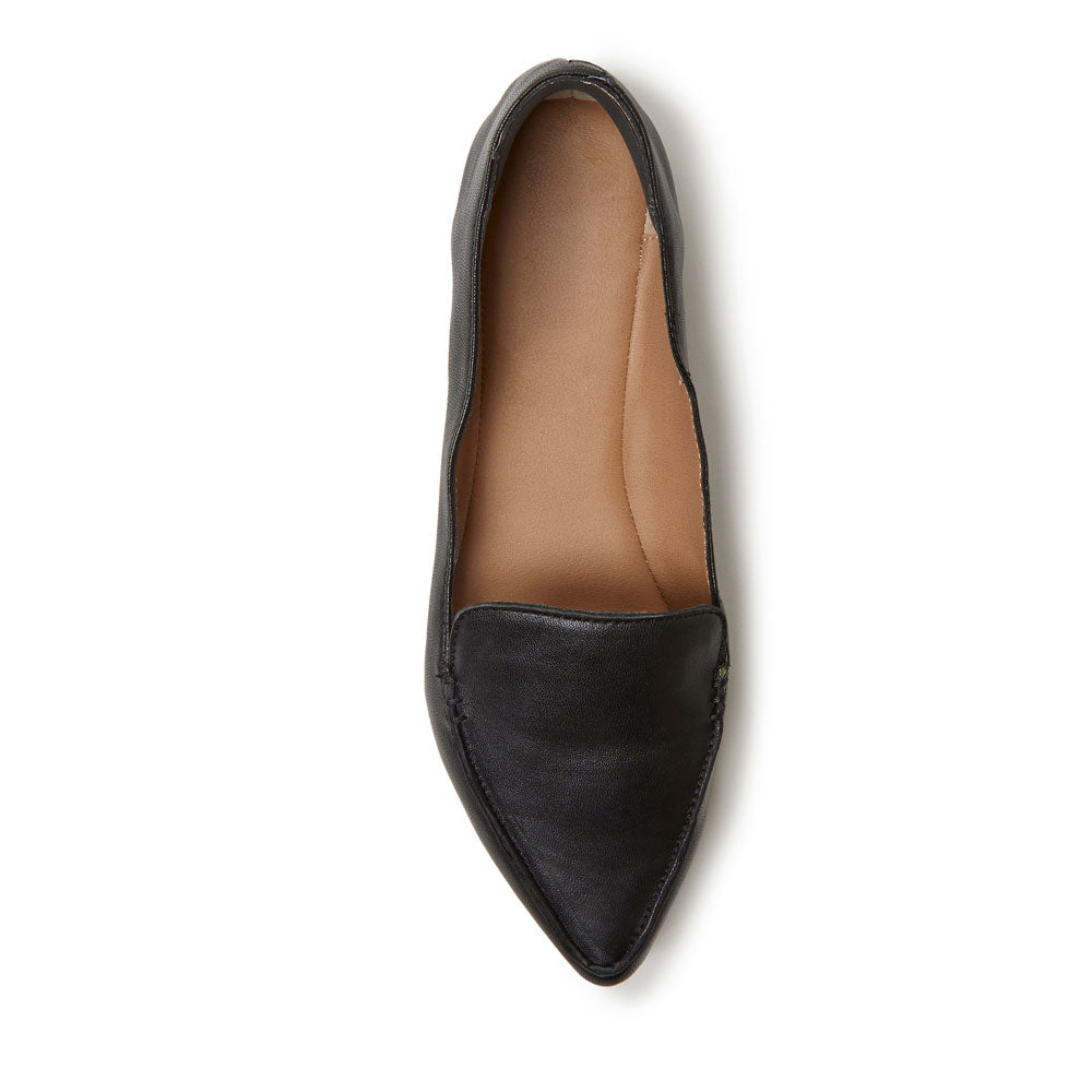Foot Petals black back of heel cushions in black flat shoe #color_black-3-pairs