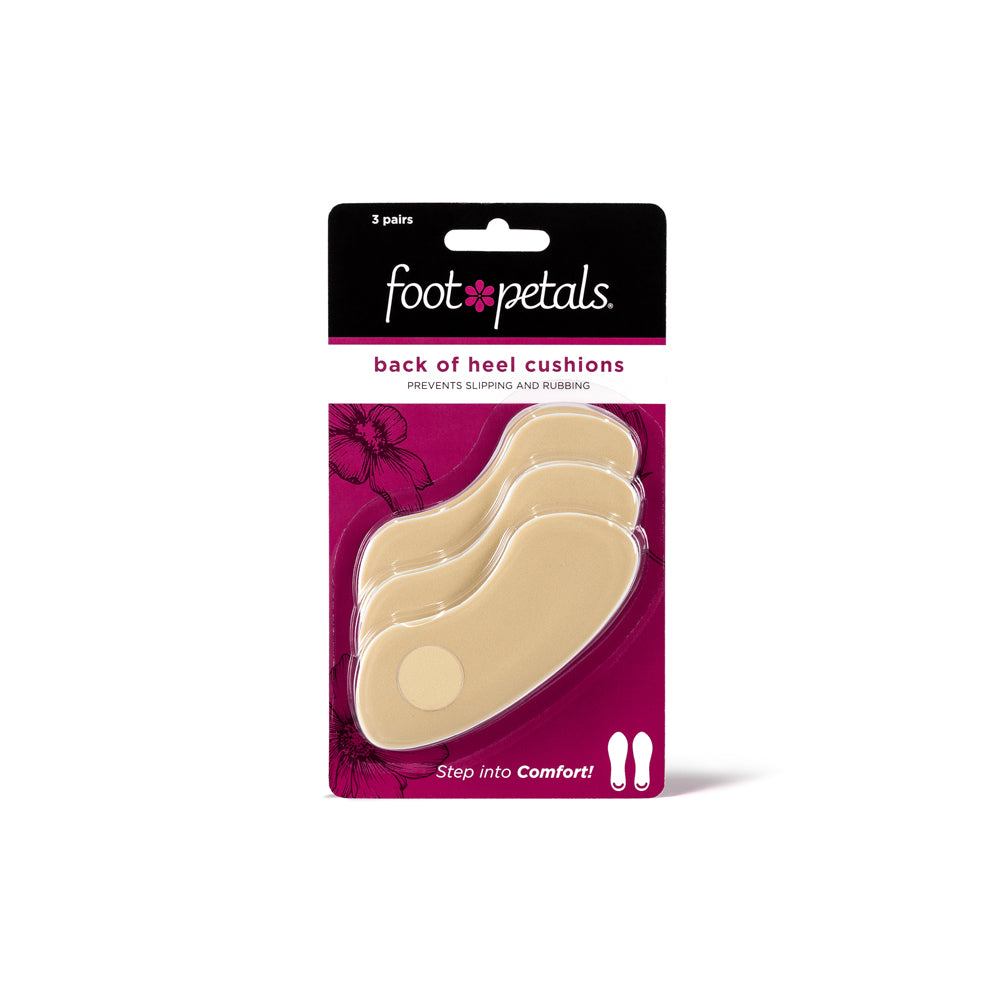 Foot Petals khaki back of heel cushions packaging, 3 pairs, prevents slipping and rubbing #color_khaki-3-pairs