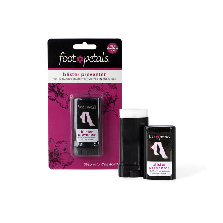 Foot Petals blister preventer, apply directly to skin, forms invisible barrier between skin and shoes, helps reduce rubbing and irritation