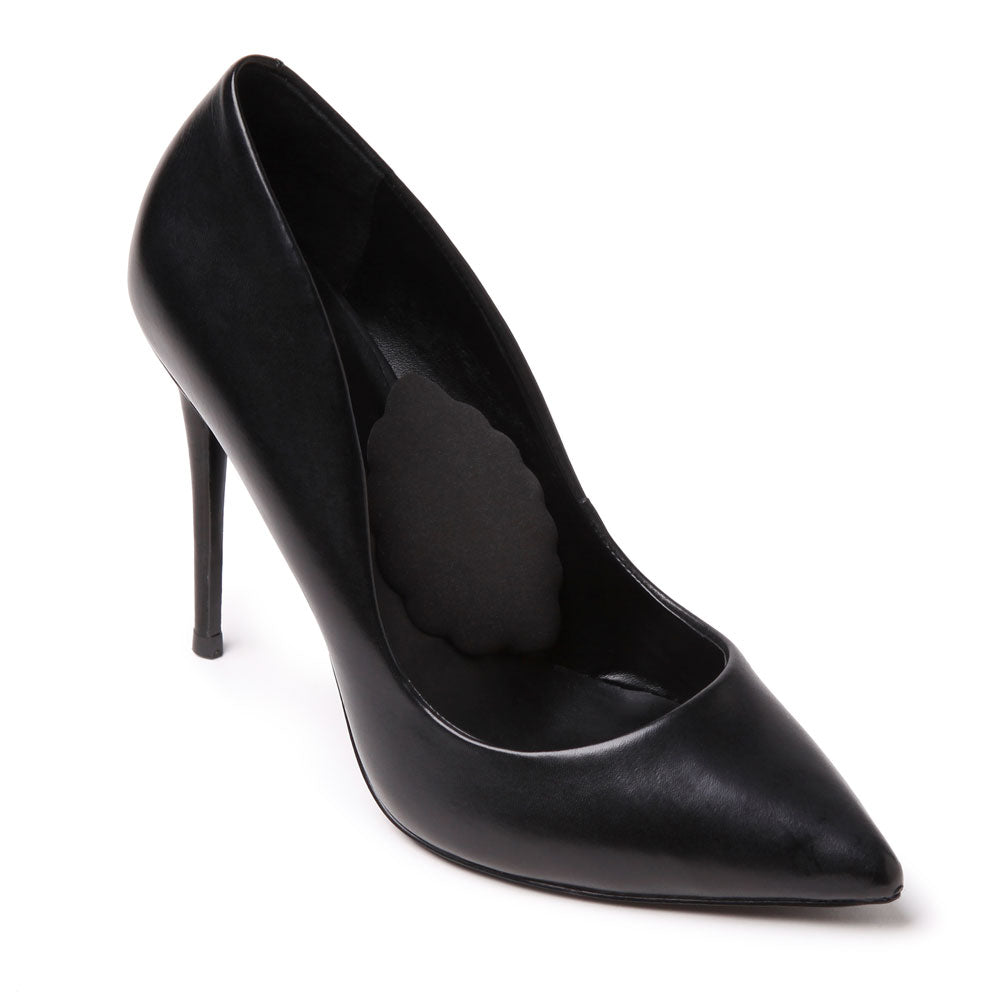 Foot Petals Black Arch Support Cushions in high heel shoe, cushions are discreet #color_black