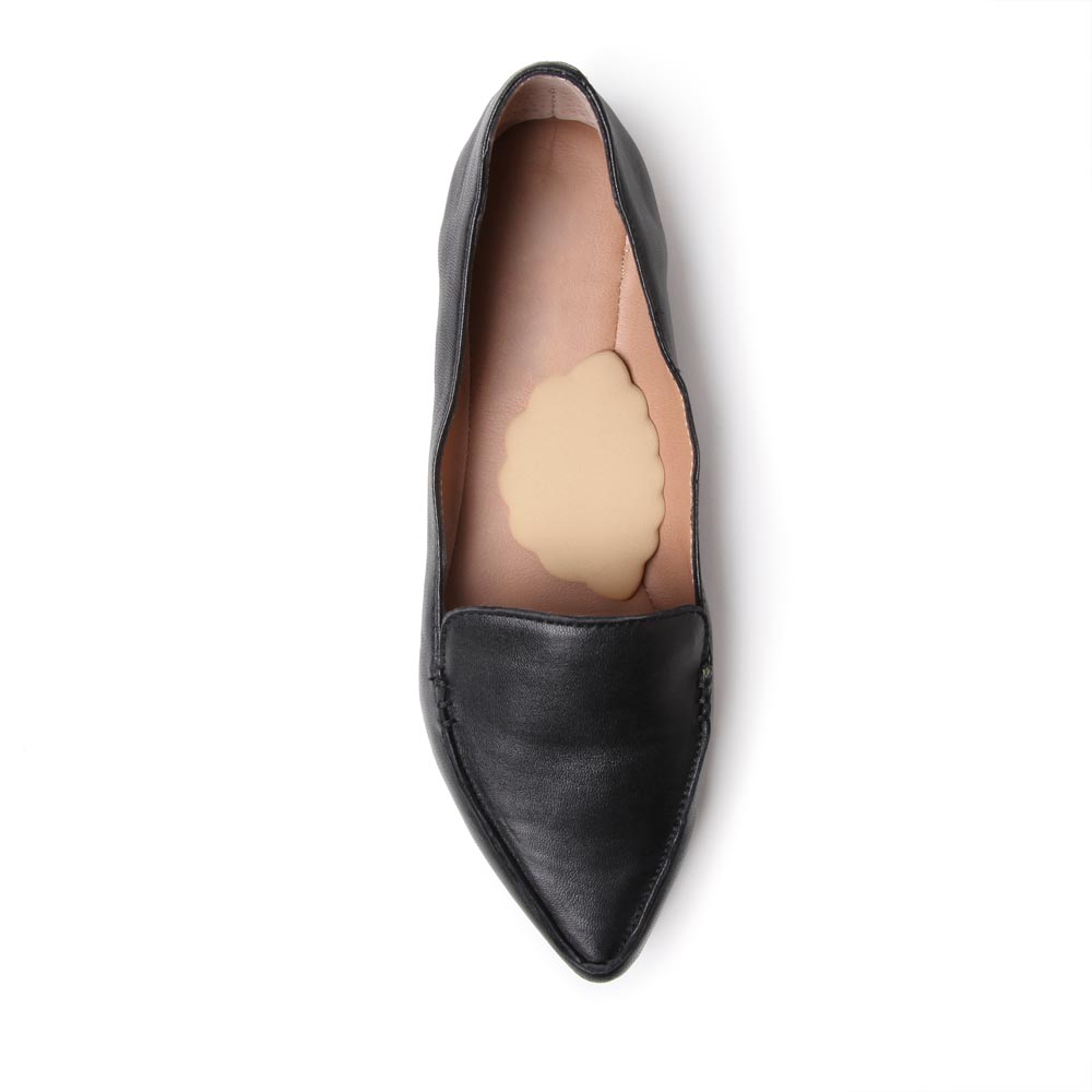 Foot Petals Khaki Arch Support Cushions in flat shoe, cushions are discreet #color_khaki