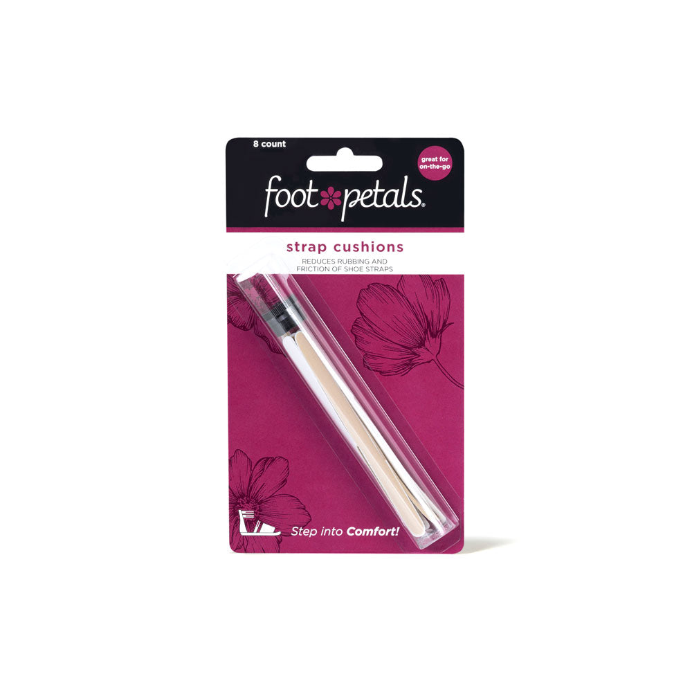 Foot Petals khaki strap cushions packaging, 8 count, reduces rubbing and friction of shoe straps #color_khaki