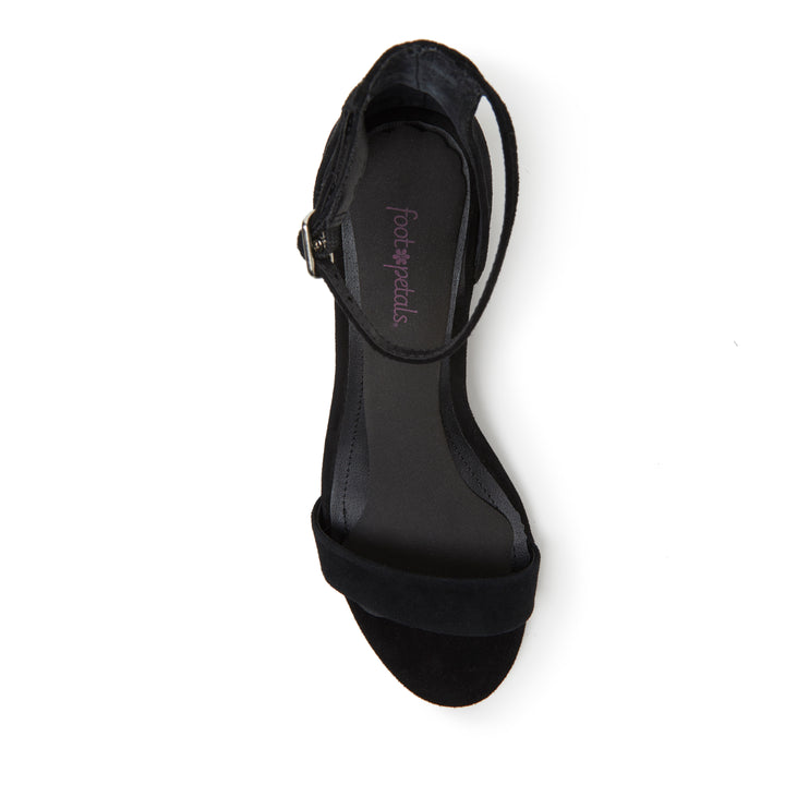 Foot petals black 3/4 cushions with extra cushion shown discreetly in shoe, 3/4 insoles cushion from heel to ball of foot and prevent feet from slipping forward #color_black